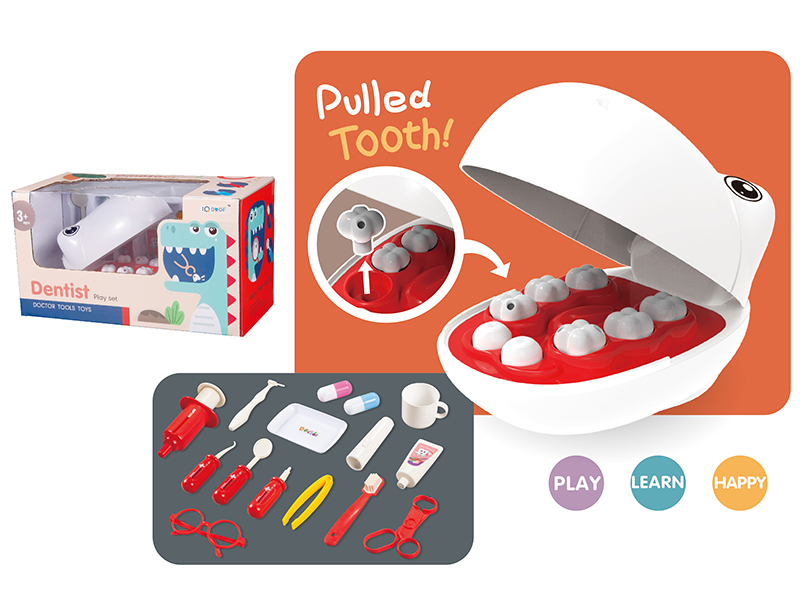 Dinosaur Pulled Tooth Doctor Set With Light 16pcs
