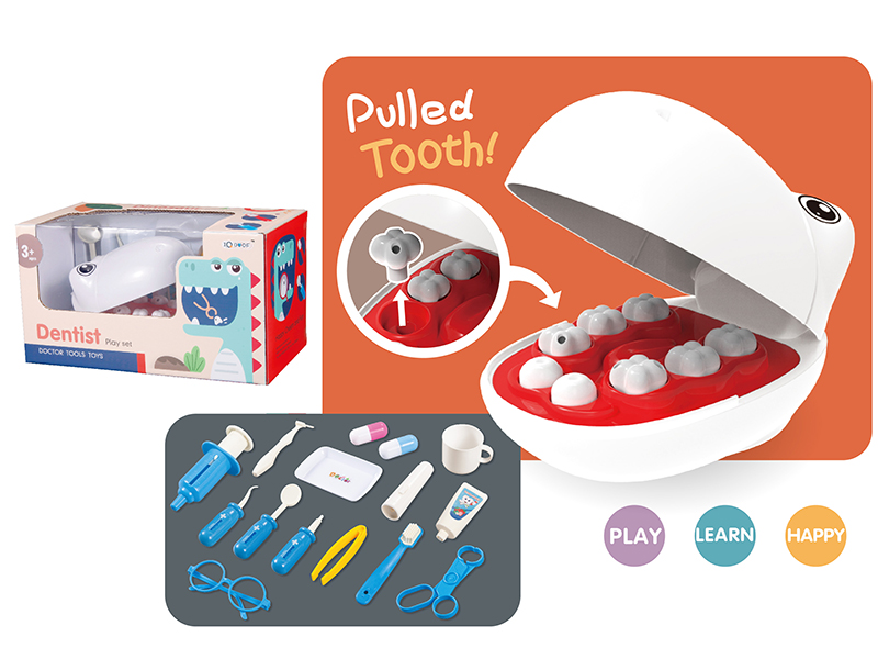 Dinosaur Pulled Tooth Doctor Set With Light 16pcs