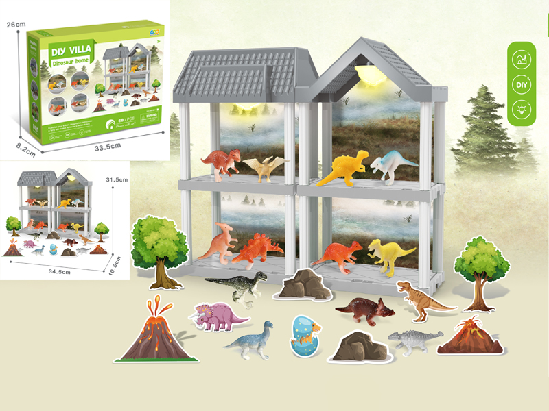 68PCS DIY Villa Dinosaur Paradise