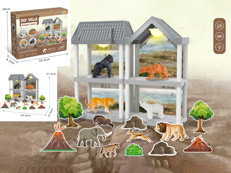 62PCS DIY Villa Animal Park