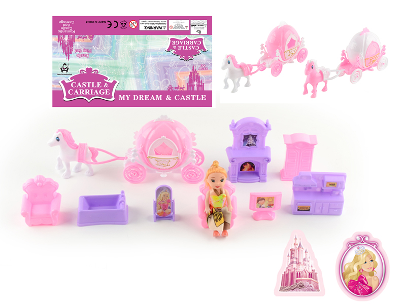 Pink Pumpkin Cart Doll Set