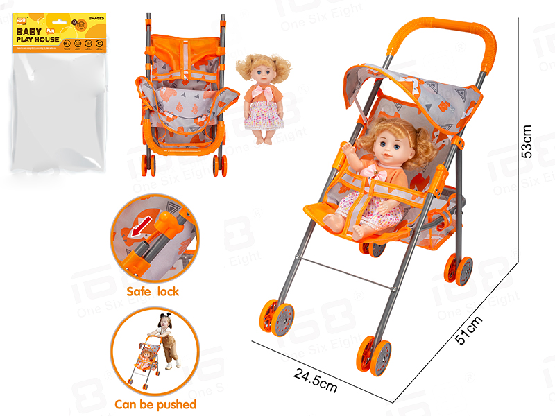 Baby Sunshade Stroller(Iron) + Doll