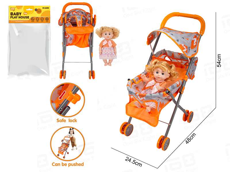 Baby Sunshade Stroller(Iron) + Doll