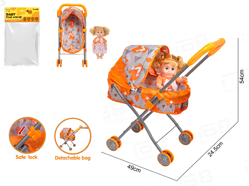 Baby Sunshade Stroller(Iron) + Doll