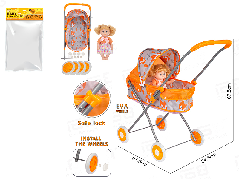 Baby Sunshade Stroller (Made Of Iron)EVA Wheel + Doll