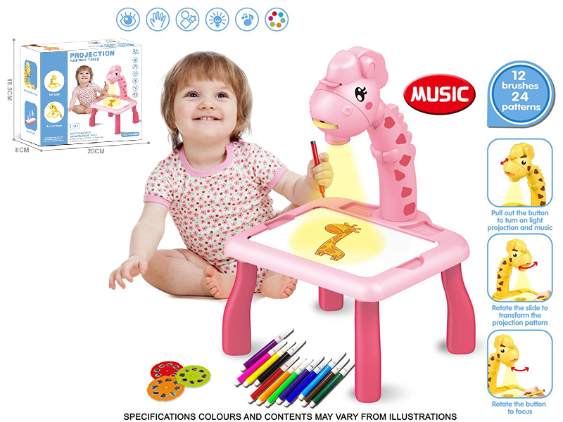 Fawn Projection Painting Table (Pink ,With Music)