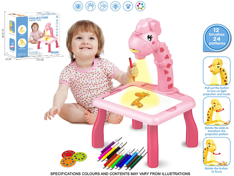 Fawn Projection Painting Table (Pink ,Without Music)