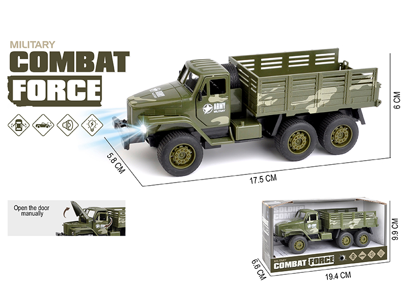 Simulation Pull Camouflage Small Truck Three Door Car With Sound And Light