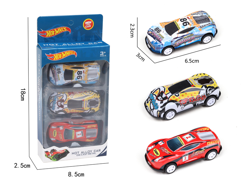 3Pcs Pull Back Iron Sports Car