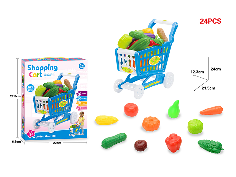 Shopping Cart + Vegetables 24PCS