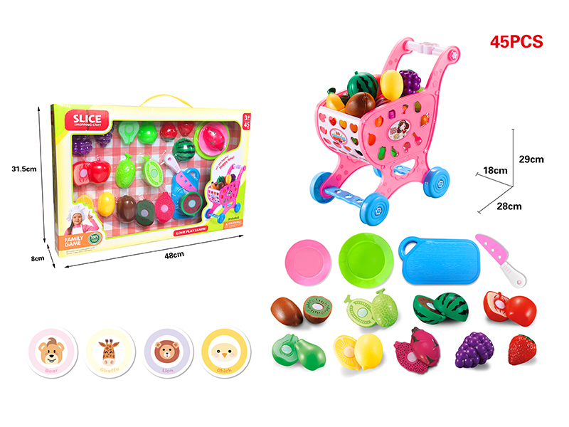 Shopping Cart + Cutting Fruits Set 45pcs