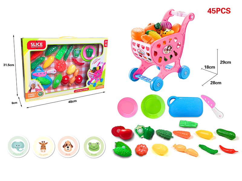 Shopping Cart + Cutting Vegetables Set + Blown Vegetables 45pcs