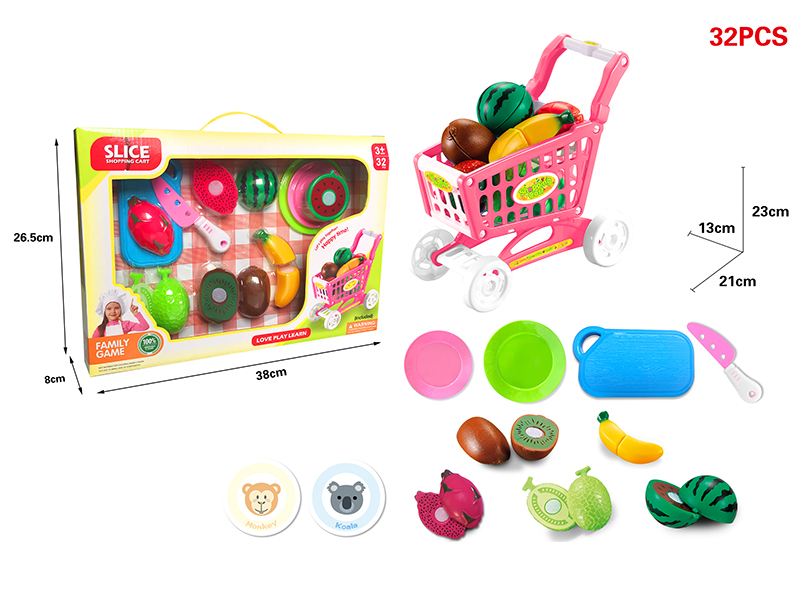 Shopping Cart + Cutting Vegetables Set 32pcs