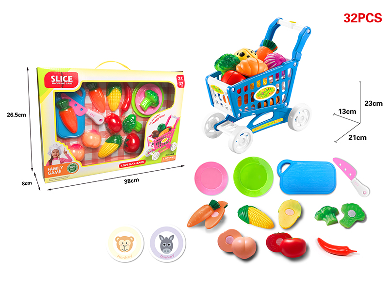 Shopping Cart + Cutting Vegetables Set 32pcs