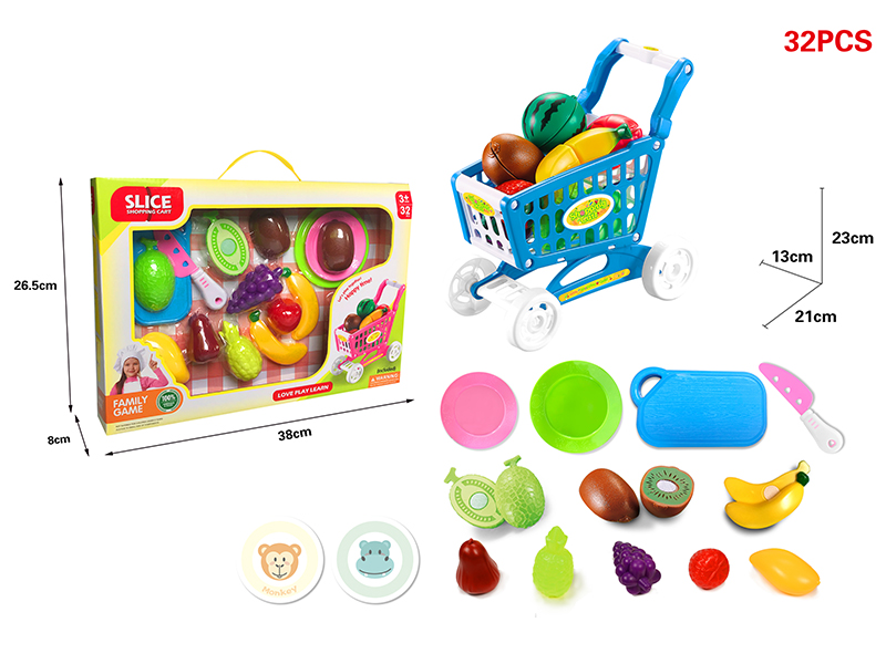 Shopping Cart + Cutting Fruits Set 32pcs