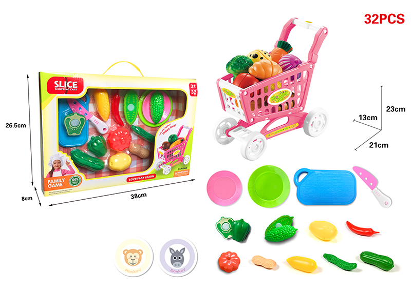 Shopping Cart + Cutting Vegetables Set 32pcs