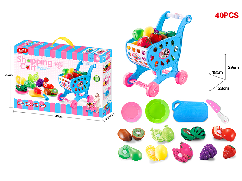 Shopping Cart + Cutting Fruits Set 40pcs
