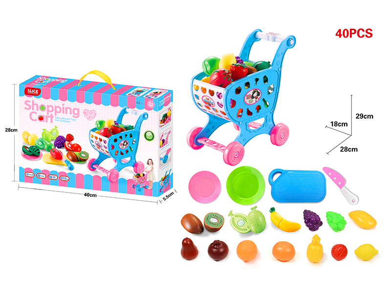 Shopping Cart + Cutting Fruits Set 40pcs