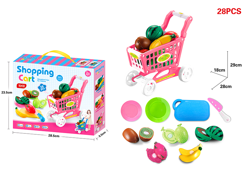 Shopping Cart + Cutting Fruits Set 28pcs