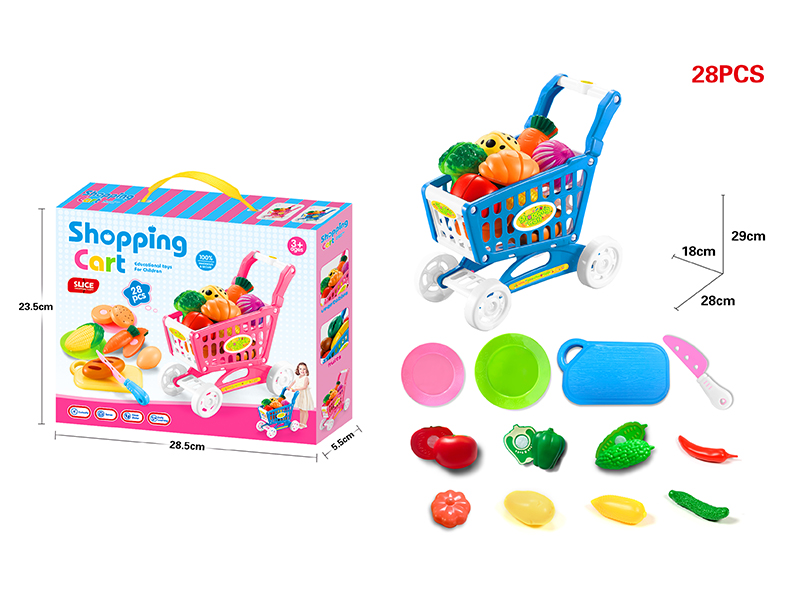 Shopping Cart + Cutting Vegetables Set 28pcs