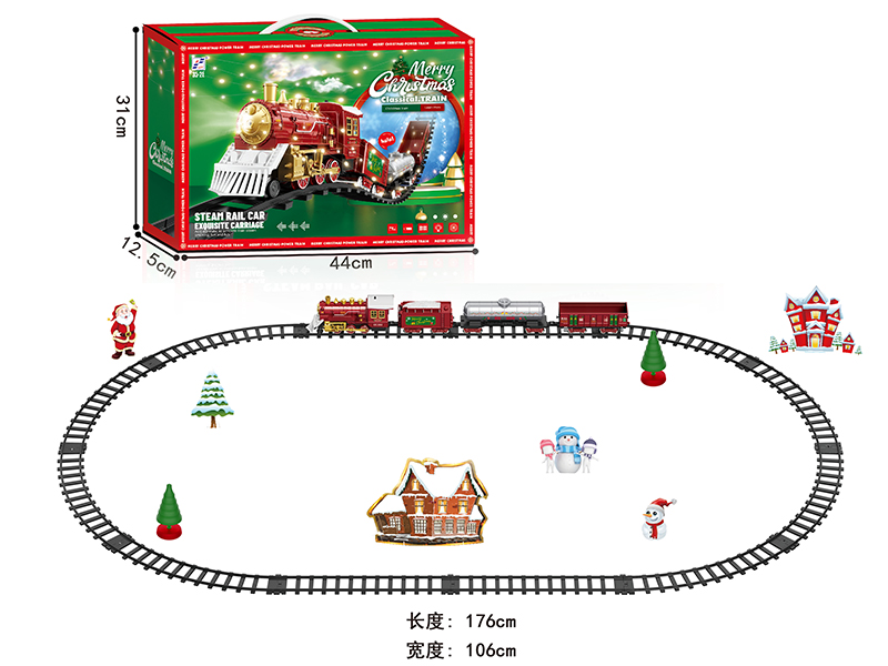B/O Steam Christmas Rail Car With Light And Music