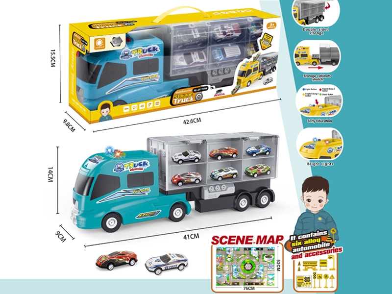 B/O Friction Light Blue Storage Truck
