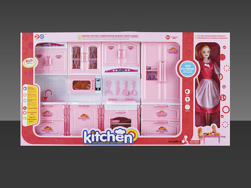 Combination Kitchen Cabinet With Light , Sound + Doll