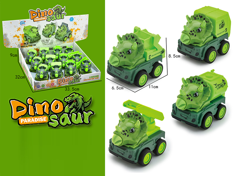 12PCS Friction Dinosaur Sanitation Vehicle