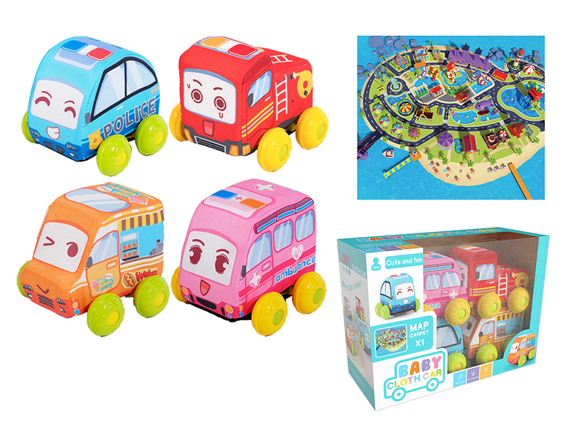 Free Wheel Cartoon Cloth Car With Map Carpet