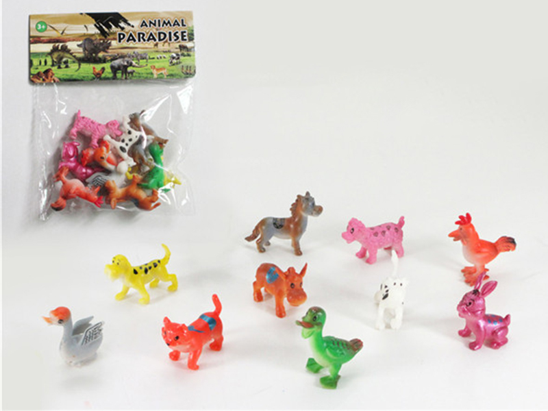 10pcs Cartoon Poultry Animals Set
