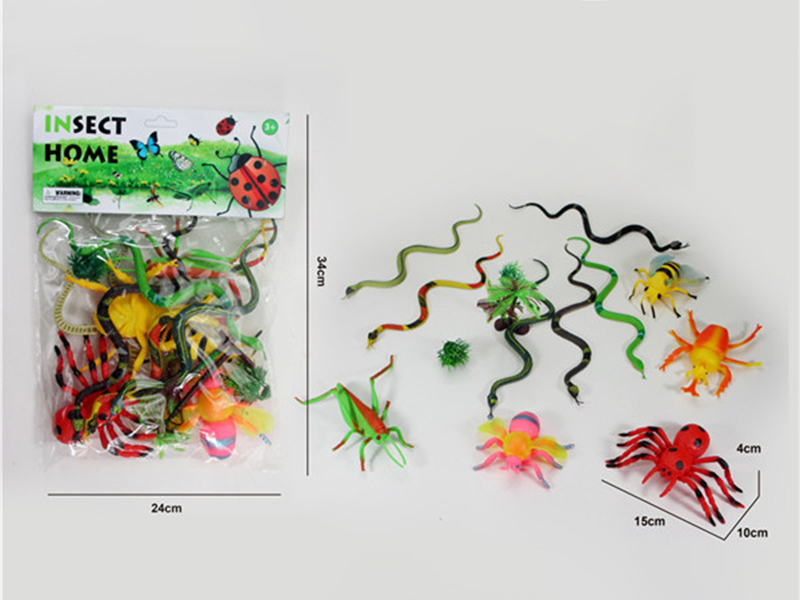5pcs Insects + 6pcs Snakes +2 Grasses + 1 Tree