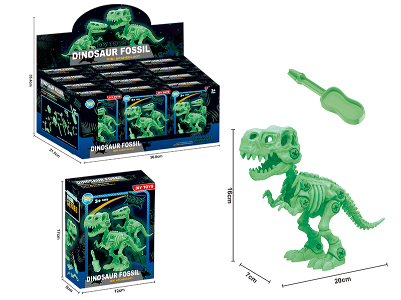 DIY Assembly Dinosaur Skeleton(Luminous Version)12PCS