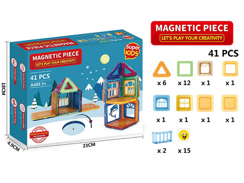 Solid Color Magnetic Tiles Building Blocks 41pcs