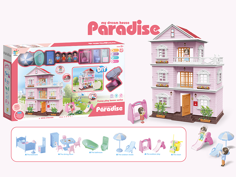 DIY Villa With Colorful Lights, Doll,Furniture