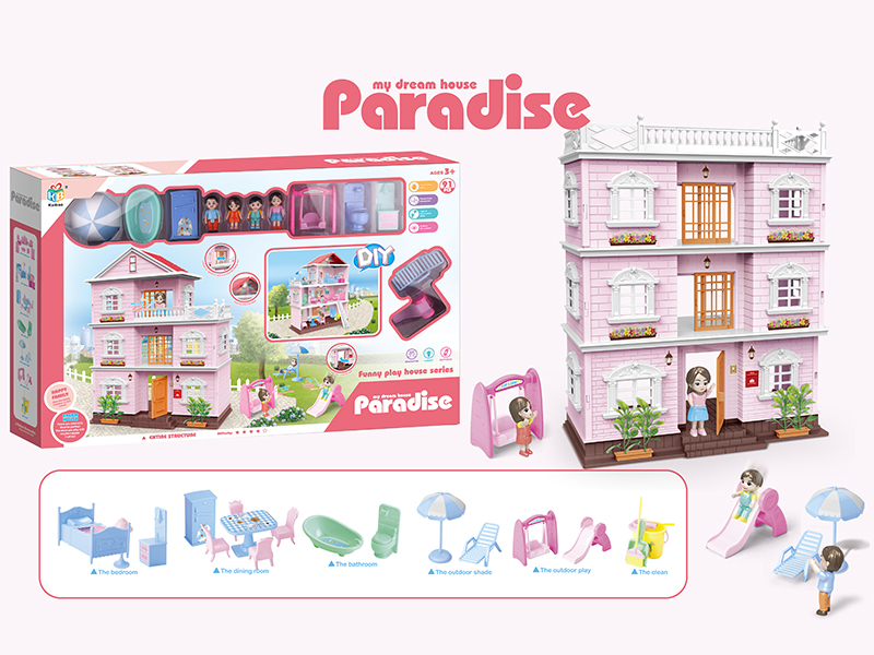 DIY Villa With Colorful Lights, Doll,Furniture