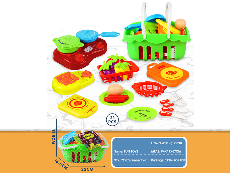 Hand Basket Kitchen Play House Toys 21pcs