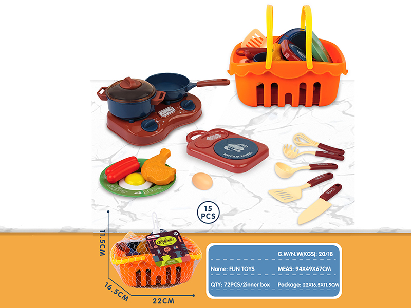 Hand Basket Kitchen Play House Toys 15pcs