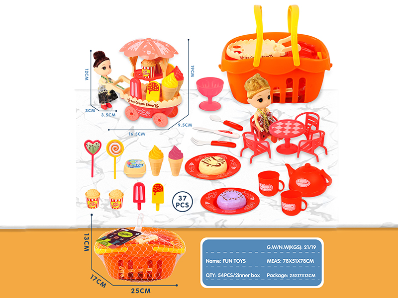 Hand Basket Kitchen Play House Toys 37pcs