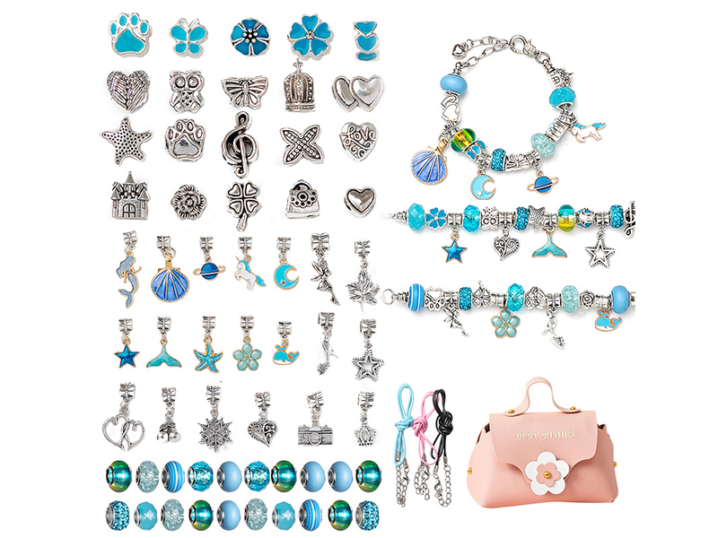 DIY Bracelet Set (Blue)+ Pink Handbag