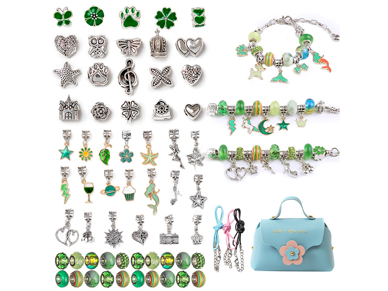 DIY Bracelet Set (Green)+ Blue Handbag