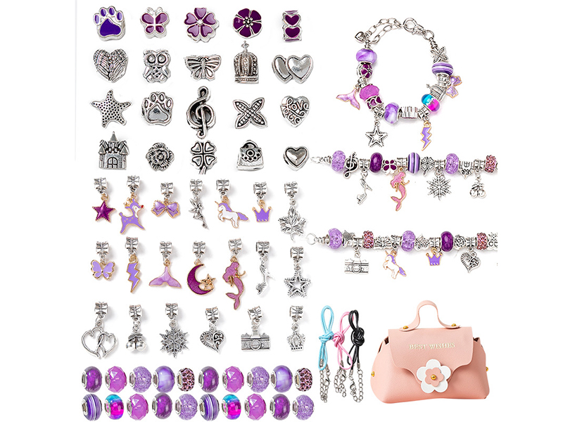 DIY Bracelet Set (Purple)+ Pink Handbag