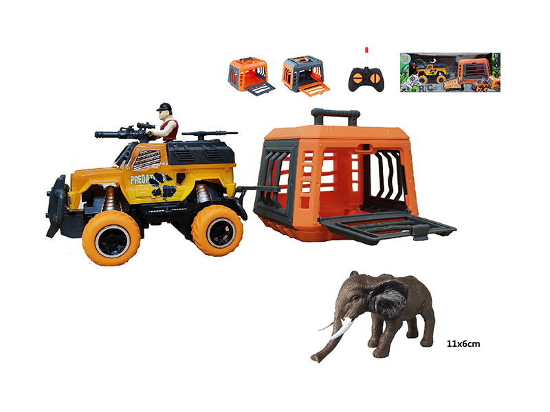 1:43 R/C Car With Cage +  Elephant