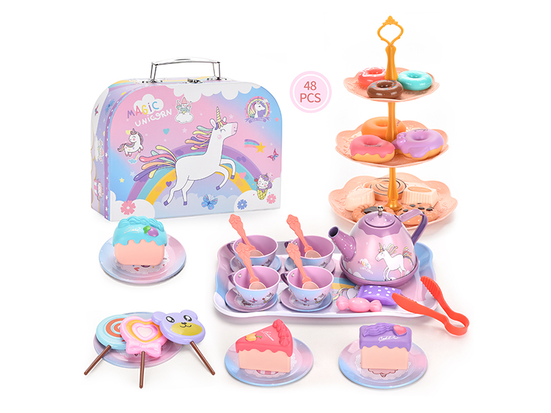 48Pcs Tinplate Unicorn Tea Set