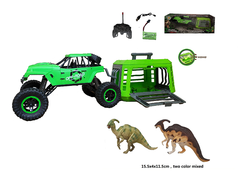 1:12 R/C Jeep+Cage+Parasaurolophus