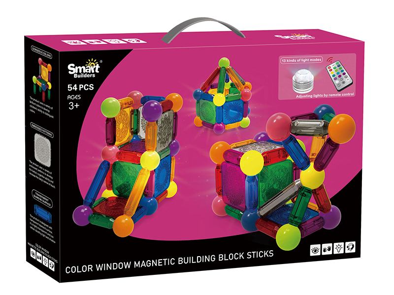 Color Window Magnetic Stick Building Blocks 54PCS