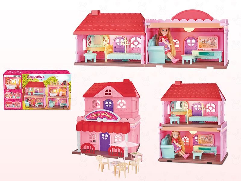 DIY Dream Cozy Cottage With Doll(With Light)36pcs