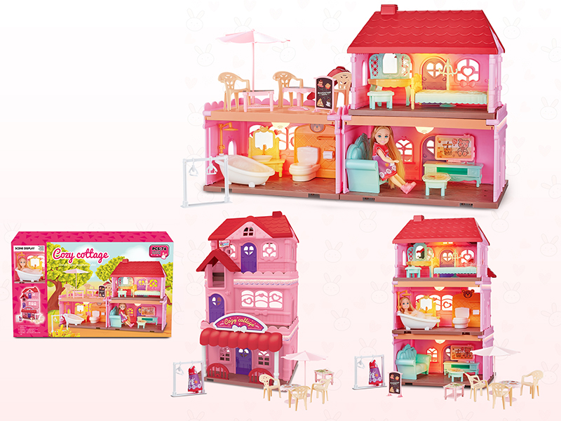 DIY Dream Cozy Cottage With Doll(With Light)76pcs