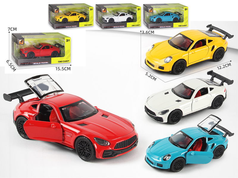 1:36 Alloy Pull Back Three-Door Sports Car With Sound And Light