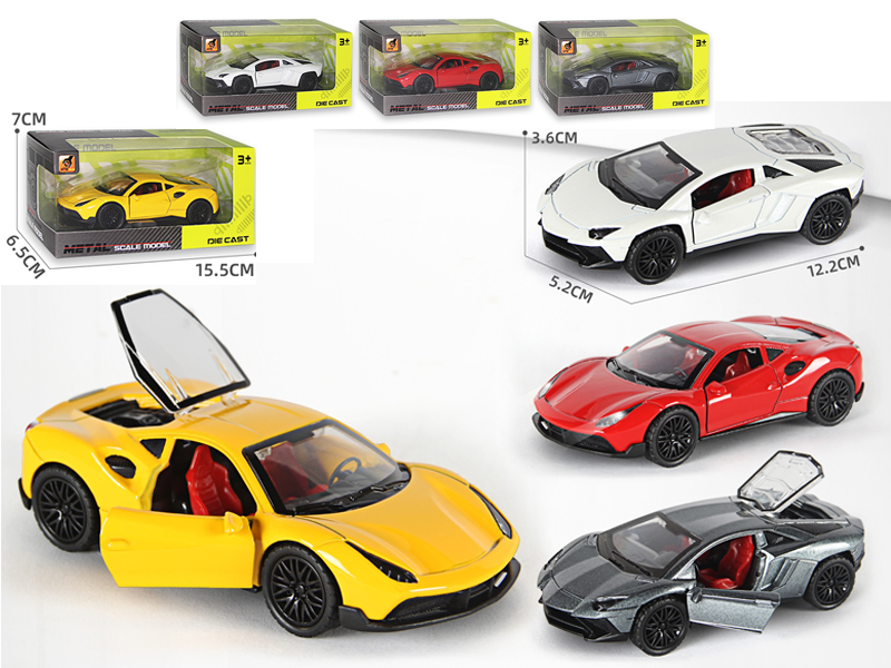 1:36 Alloy Pull Back Three-Door Sports Car