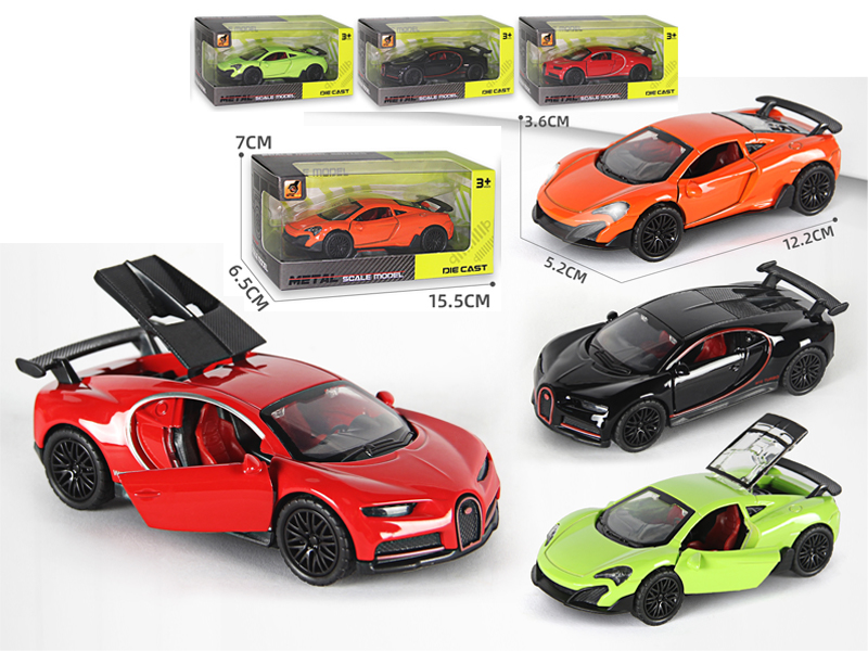 1:36 Alloy Pull Back Three-Door Sports Car With Sound And Light